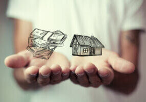 Mortgage concepts. House and money